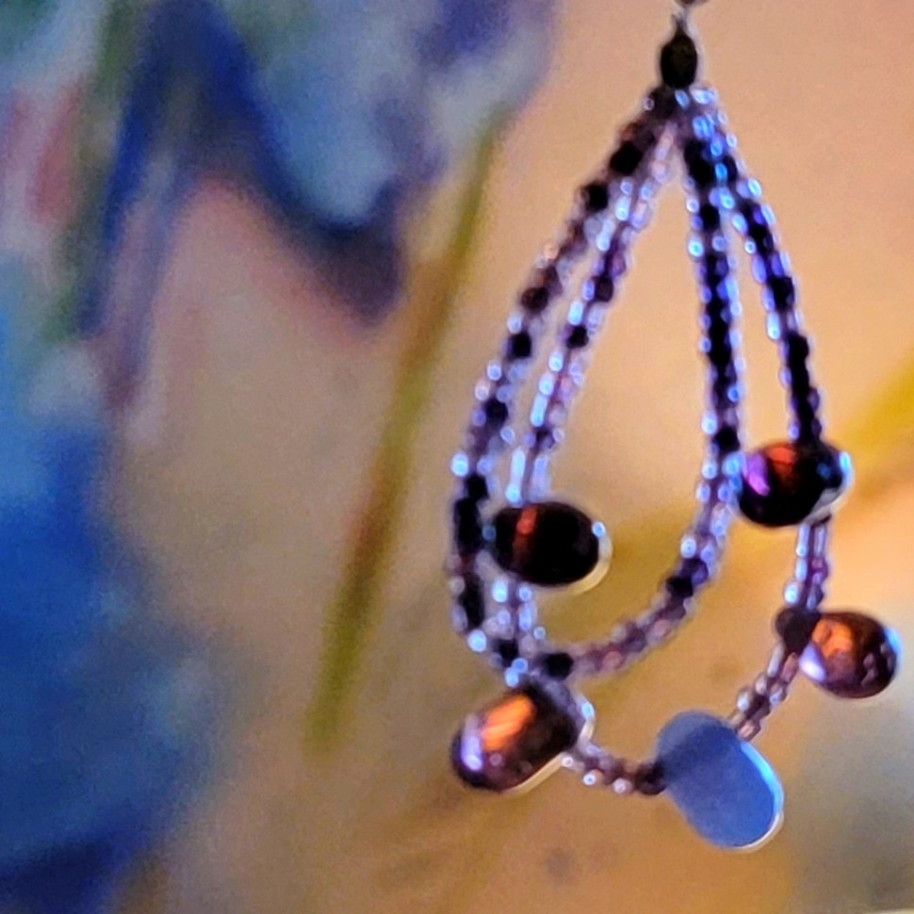 COPY - 🐚  Multi-Beaded Amethyst Dangle Earrings   🐚  EUC